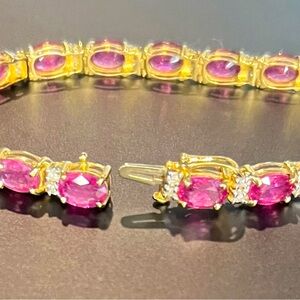 14k 8” Pink Sapphire & Diamond Tennis Bracelet